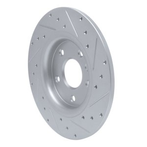 Chrysler Grand Caravan Brake Rotor (1) - Rear Left - R1 Concepts - Drilled & Slotted - Silver - `17-`25